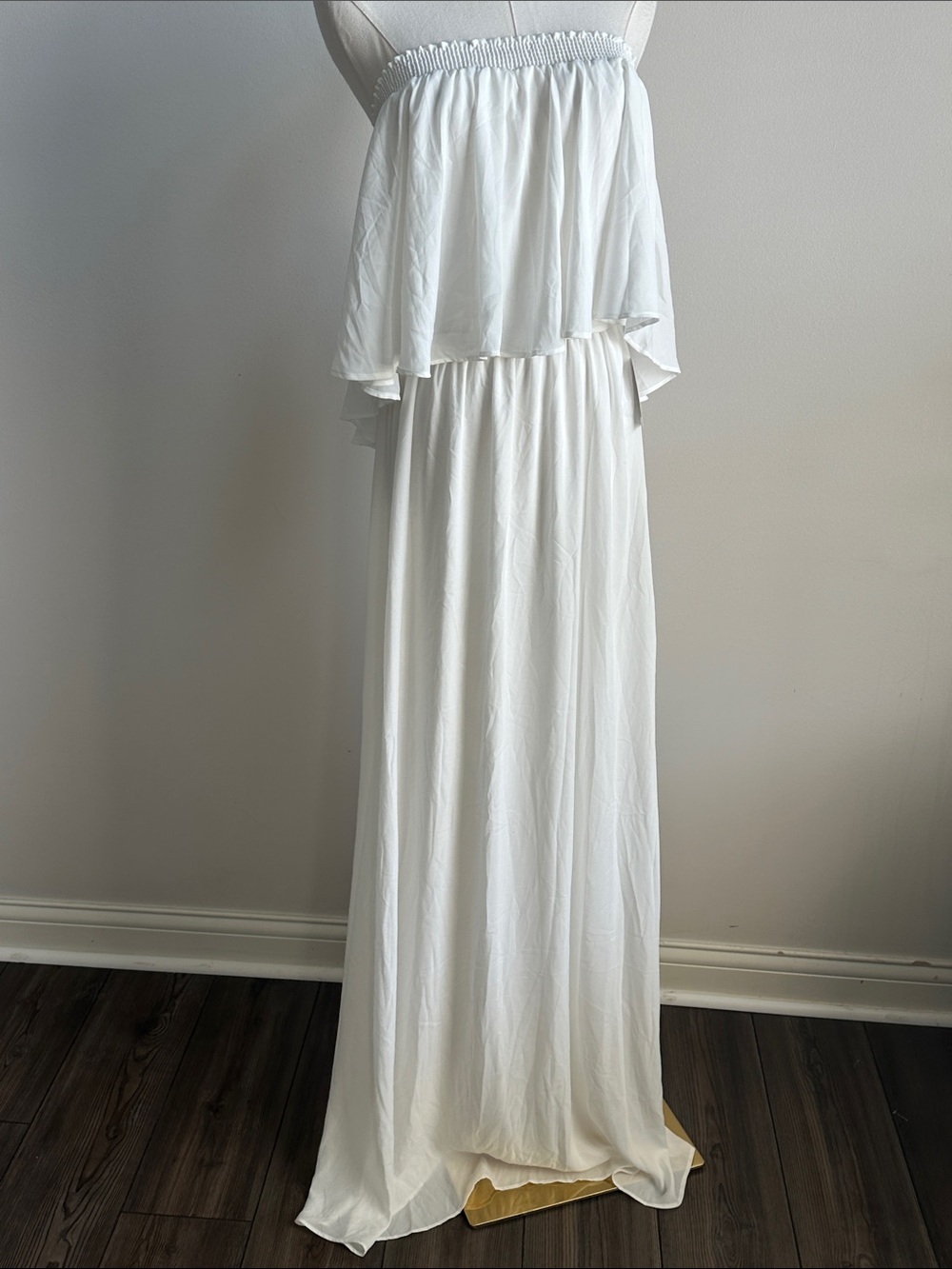 New Show Me Your MuMu Women XL White Strapless Maxi Dress Boho Bridal Shower‎